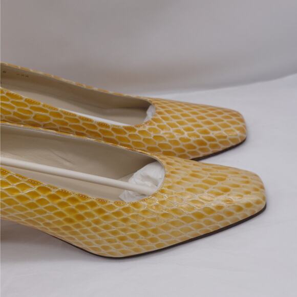 Rangoni Firenze Minx Beige Embossed Leather Block Heel Pumps 8 AAA Narrow Italy - Picture 6 of 12